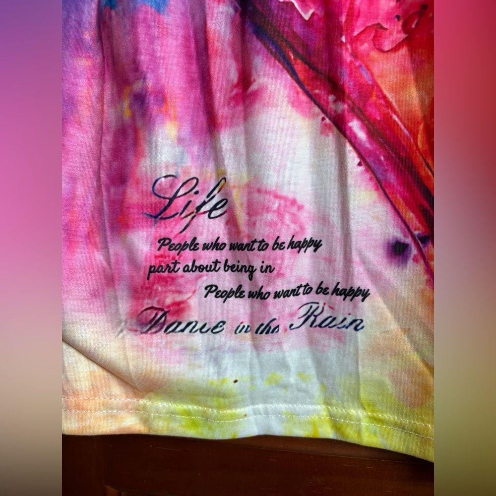 No tag Colorful Heart Print Women's Top NWOT #1466 - Picture 9 of 10